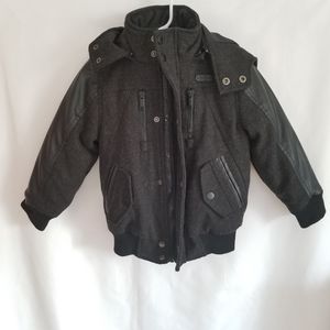 NWT Boys Rocawear Classic Black Coat w Detachable Hood, Zipper & Pockets Size 4